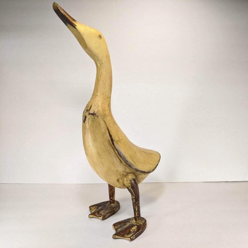 Smith & Hawken Yellow Wooden Duck Folk Art